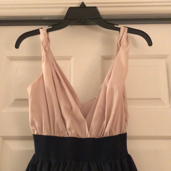Esther & co champagne & navy low neckline dress - Picture 3 of 5